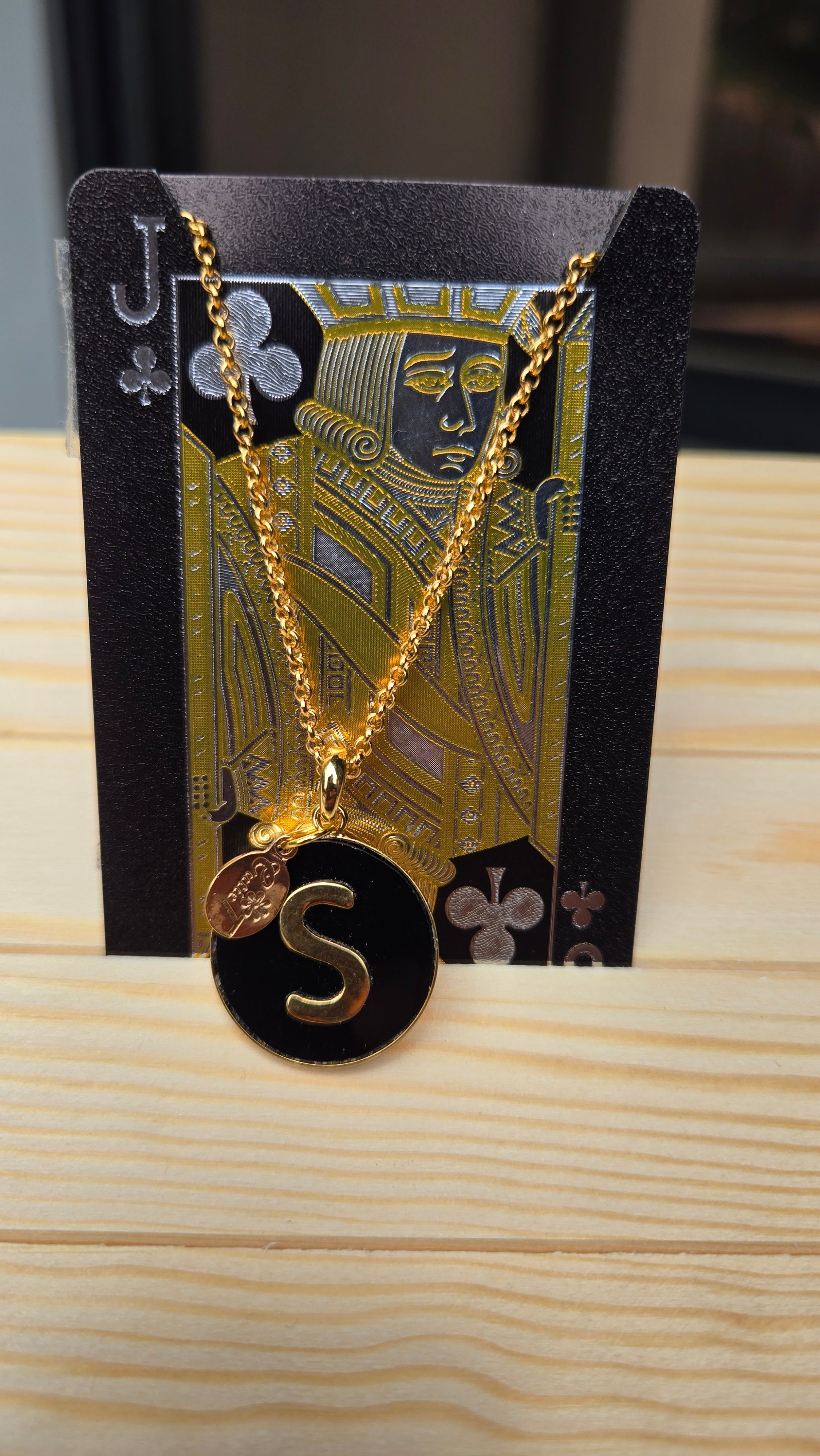Initial S Noir Necklace