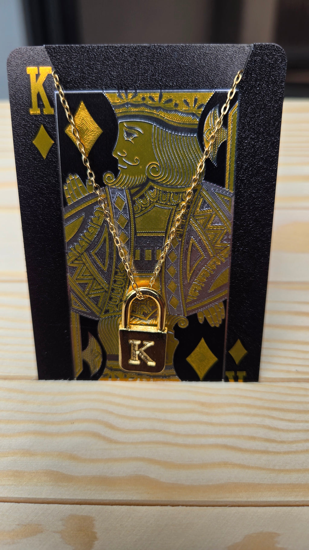 Initial Lock Charm Necklace