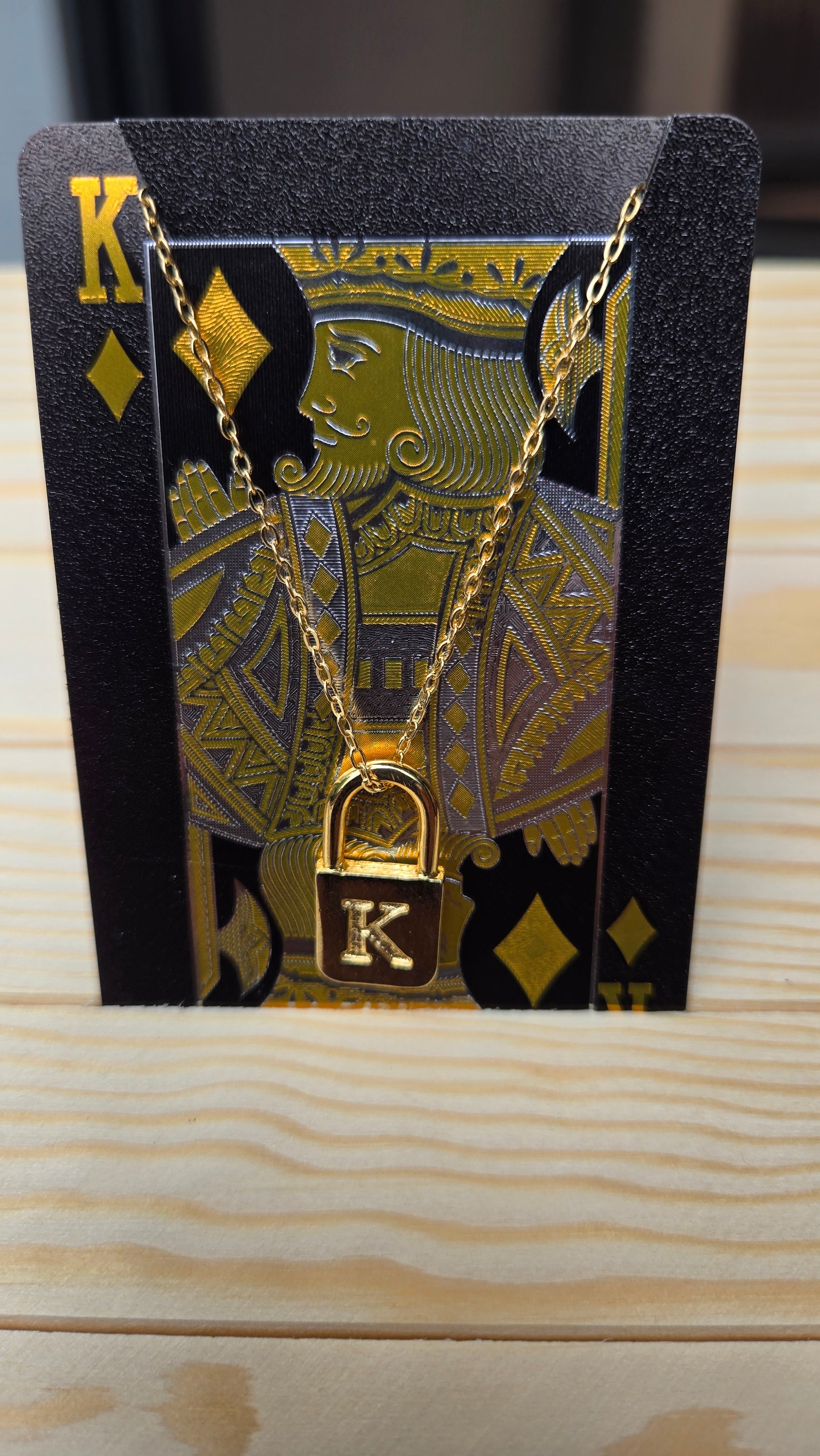 Initial Lock Charm Necklace