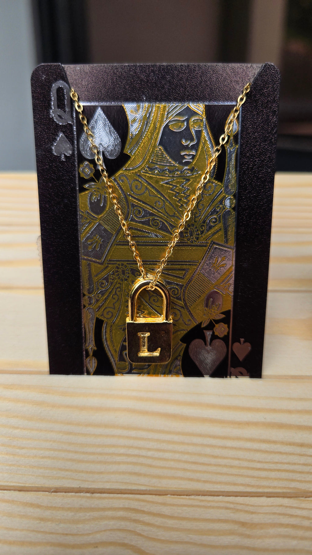 Initial Lock Charm Necklace