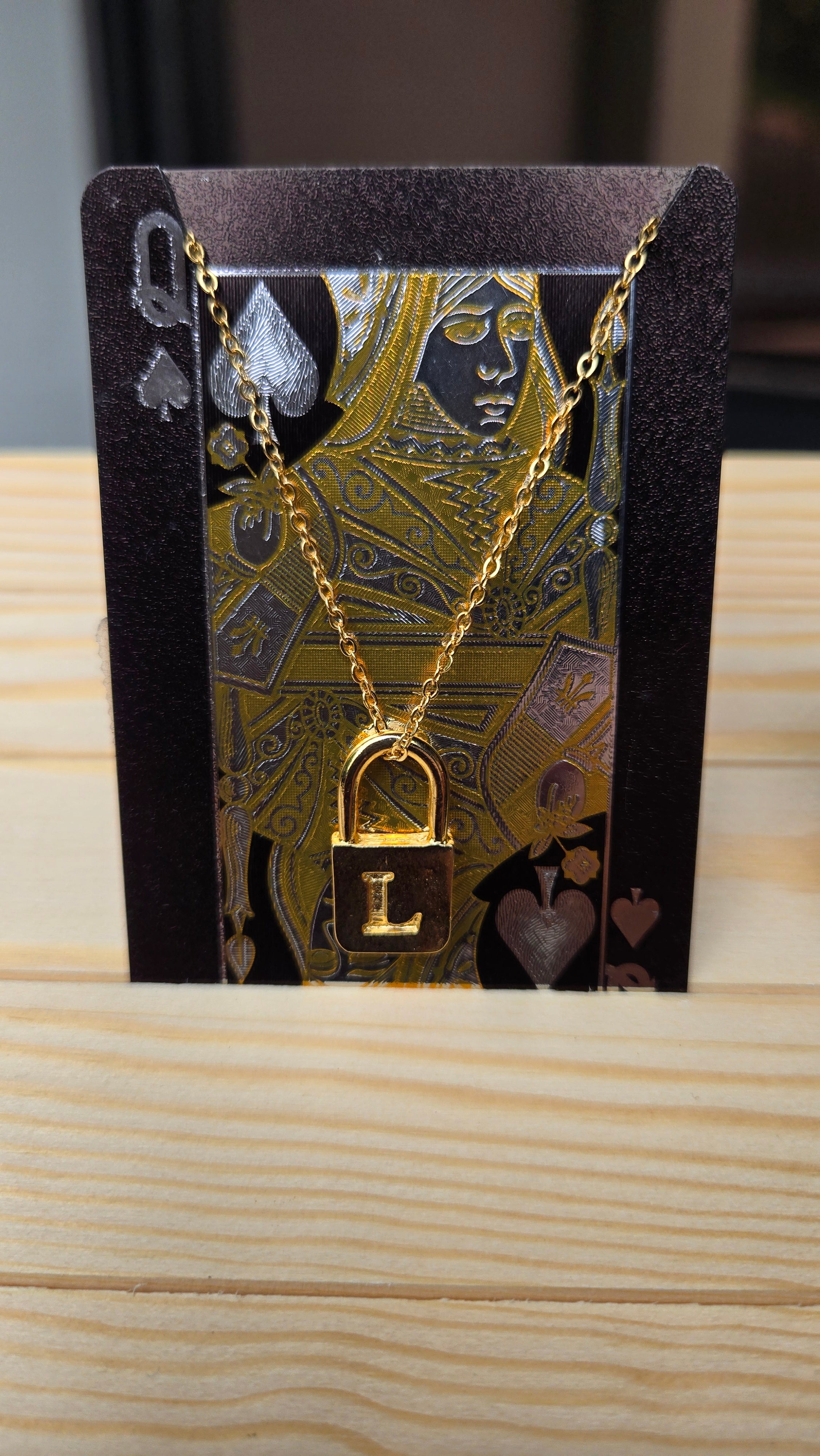 Initial Lock Charm Necklace