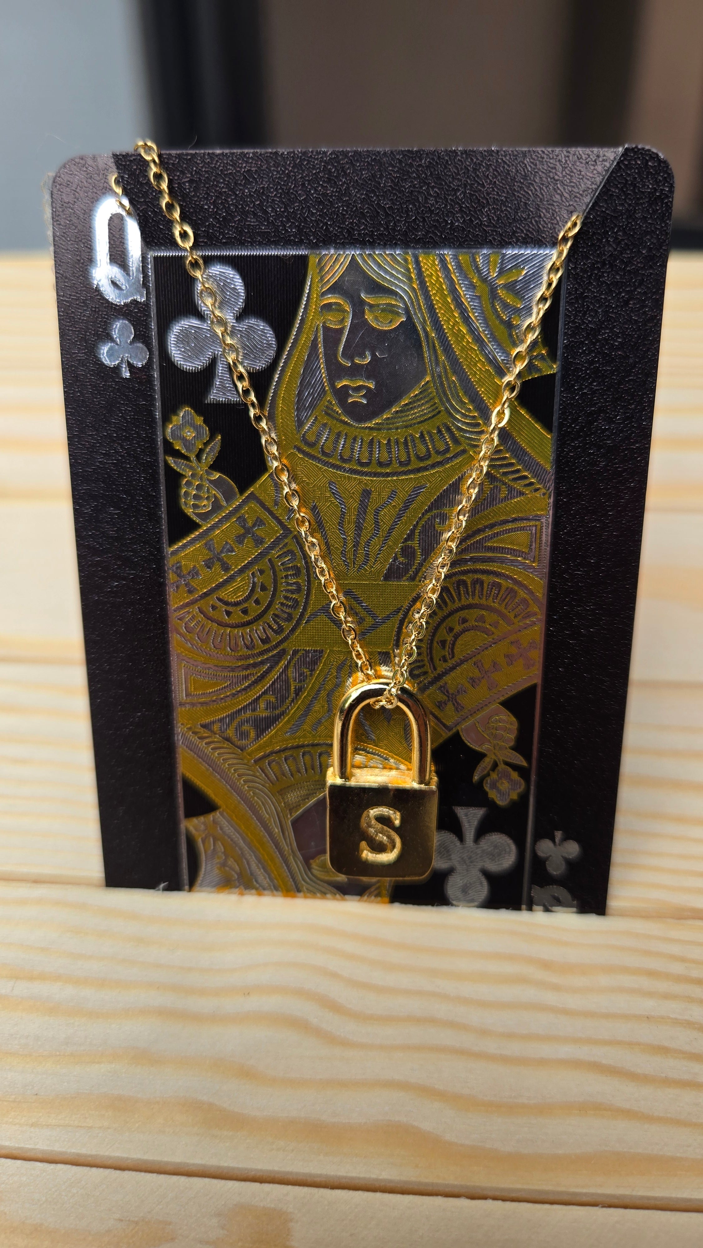 Initial Lock Charm Necklace