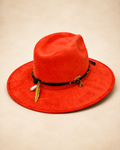 Red Western Cowboy Hat with Leopard Scarf Band