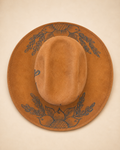 Brown Western Cowboy Hat with Engraved Branch Detail