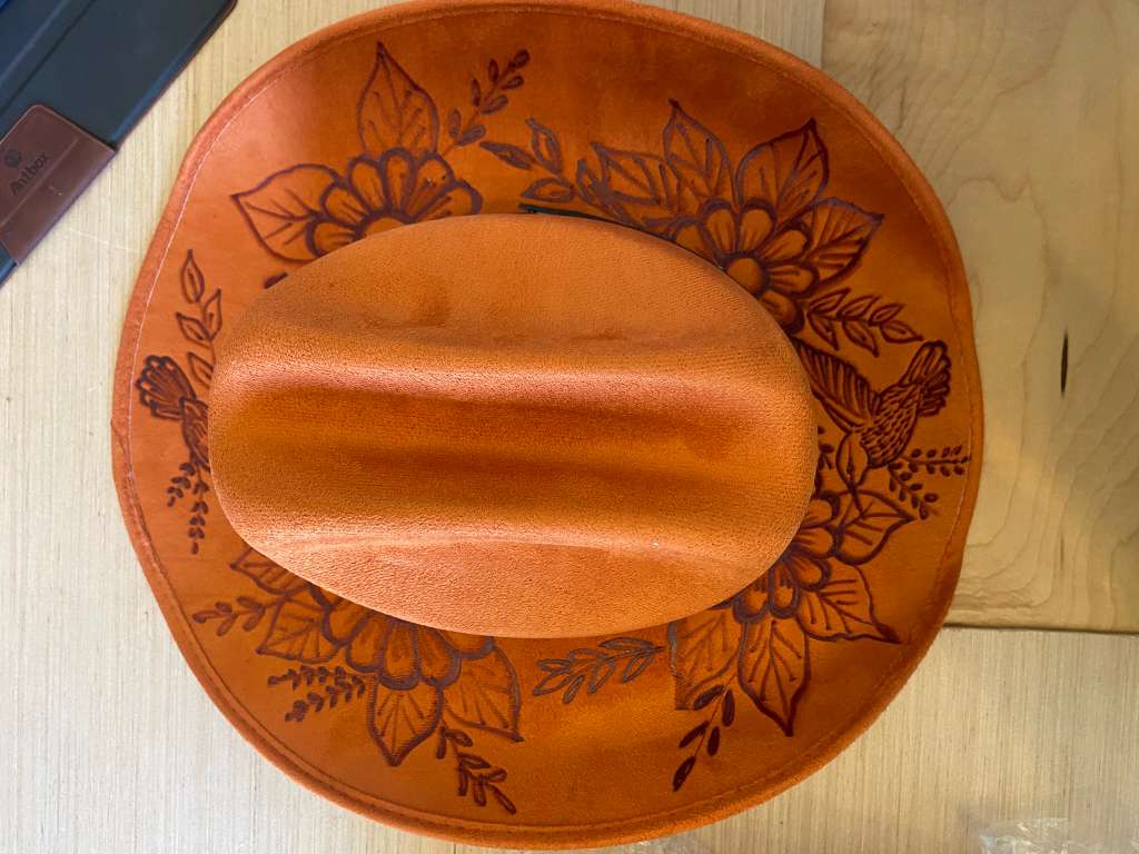 Honey Western Cowboy Hat with Burned-Style Engraving