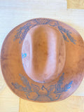 Brown Western Cowboy Hat with Engraved Branch Detail